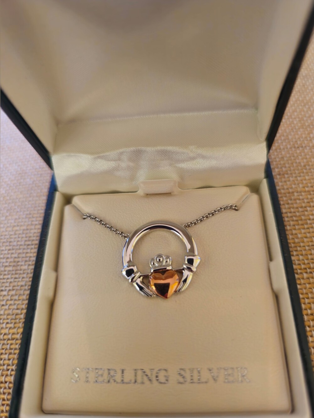 Solvar Two-Tone Sterling Silver Gold Plated Claddagh Necklace Ireland